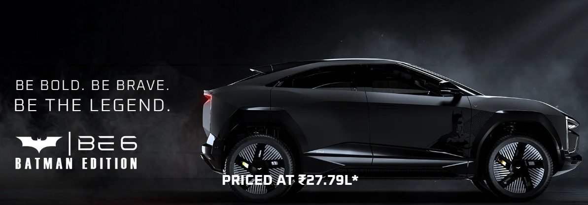 Mahindra BE 6 Batman Edition electric SUV with satin black finish, gold accents, and Dark Knight emblems – limited to 300 units